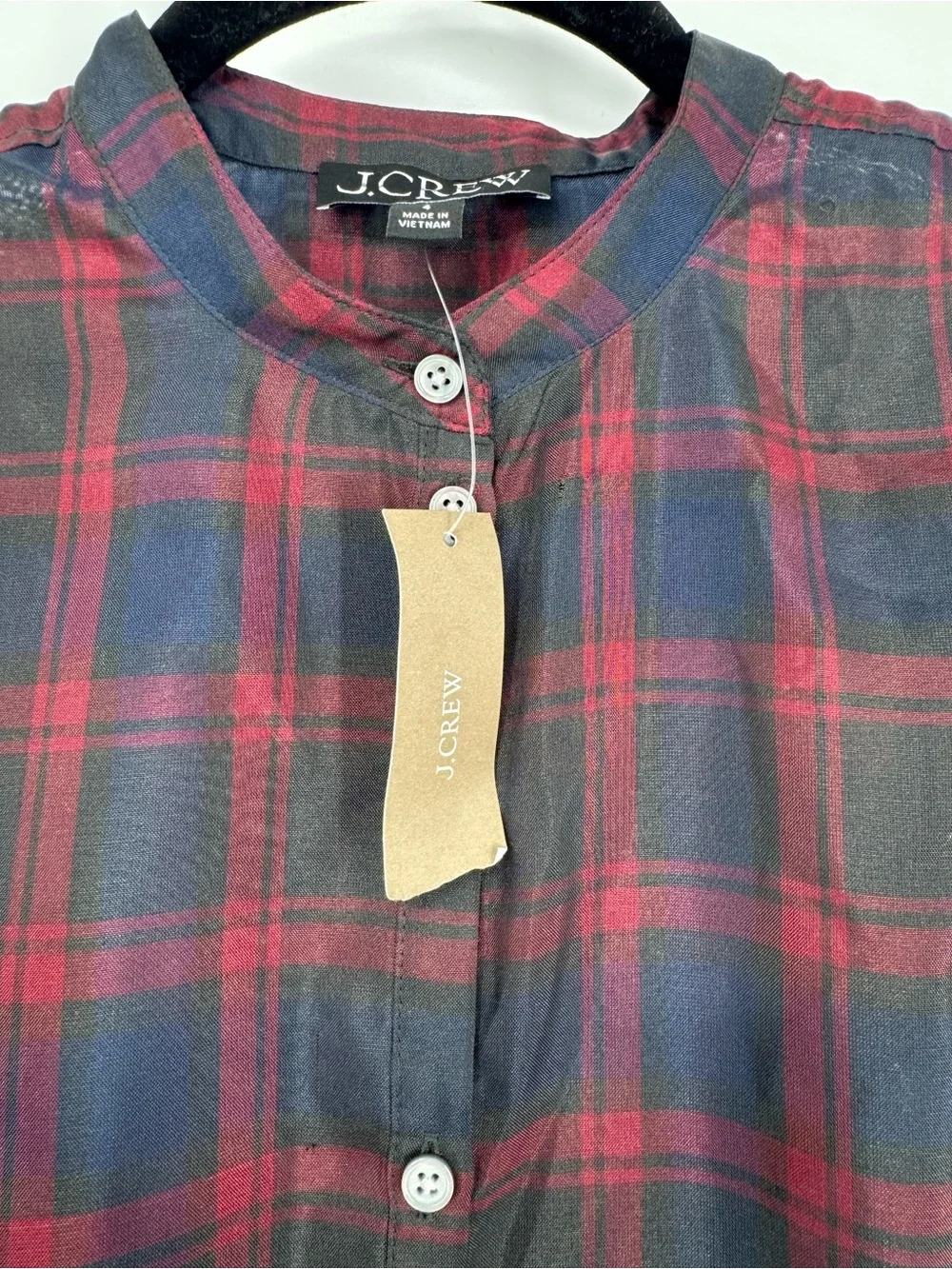 NWT J. Crew Pleated Shirt Dress Navy Red Multi Stewart Tartan Print Pleated Sz 4